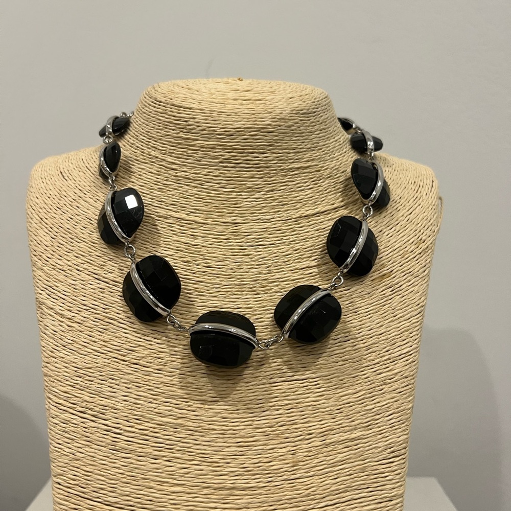 Bold Black and Silver Lia Sophia Beaded Necklace
